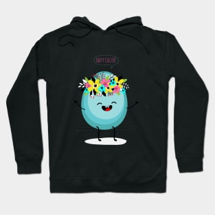 Happy Easter egg in wreath of flowers Hoodie